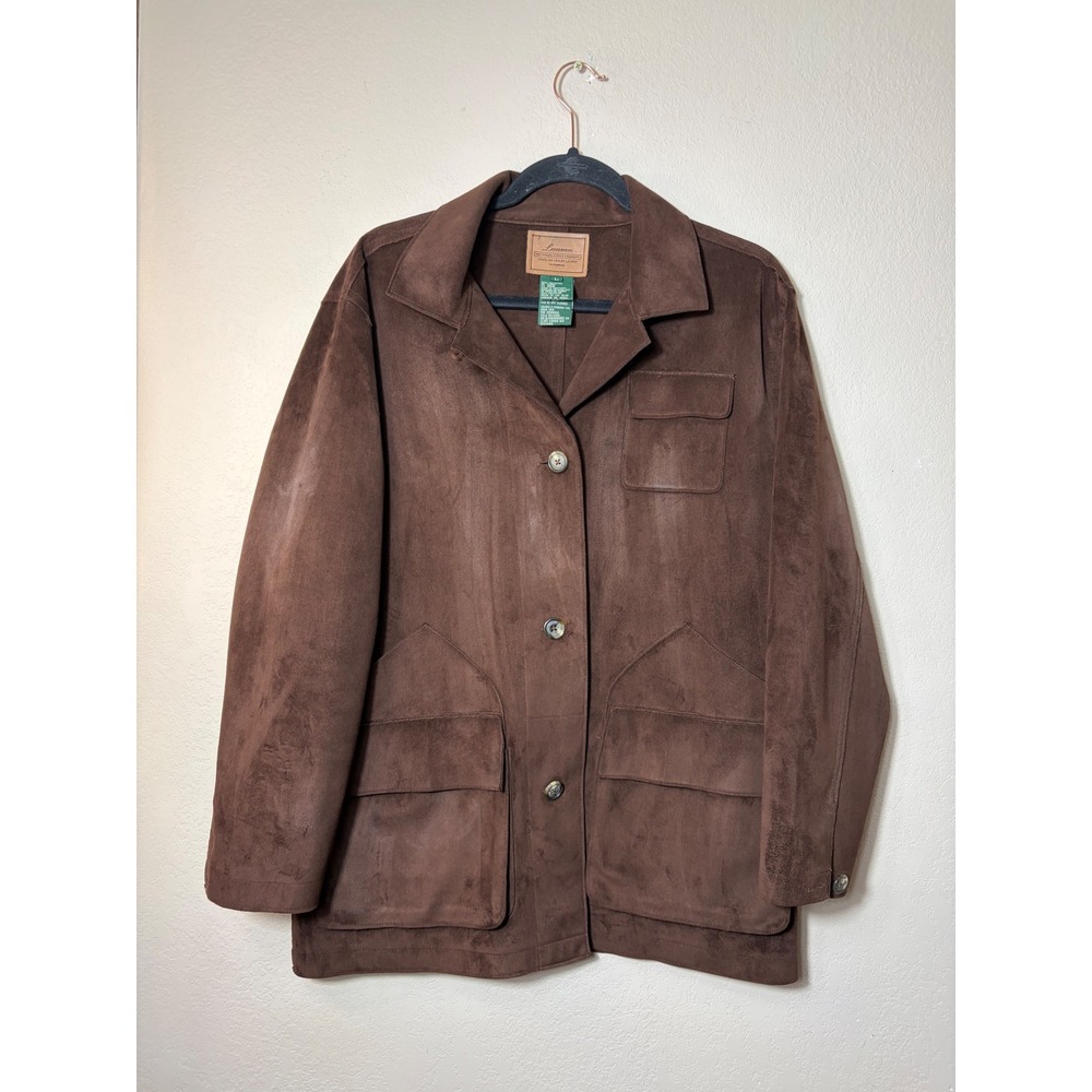 Lauren Ralph Lauren Brown Faux Suede Chore Jacket Field Coat women's Large